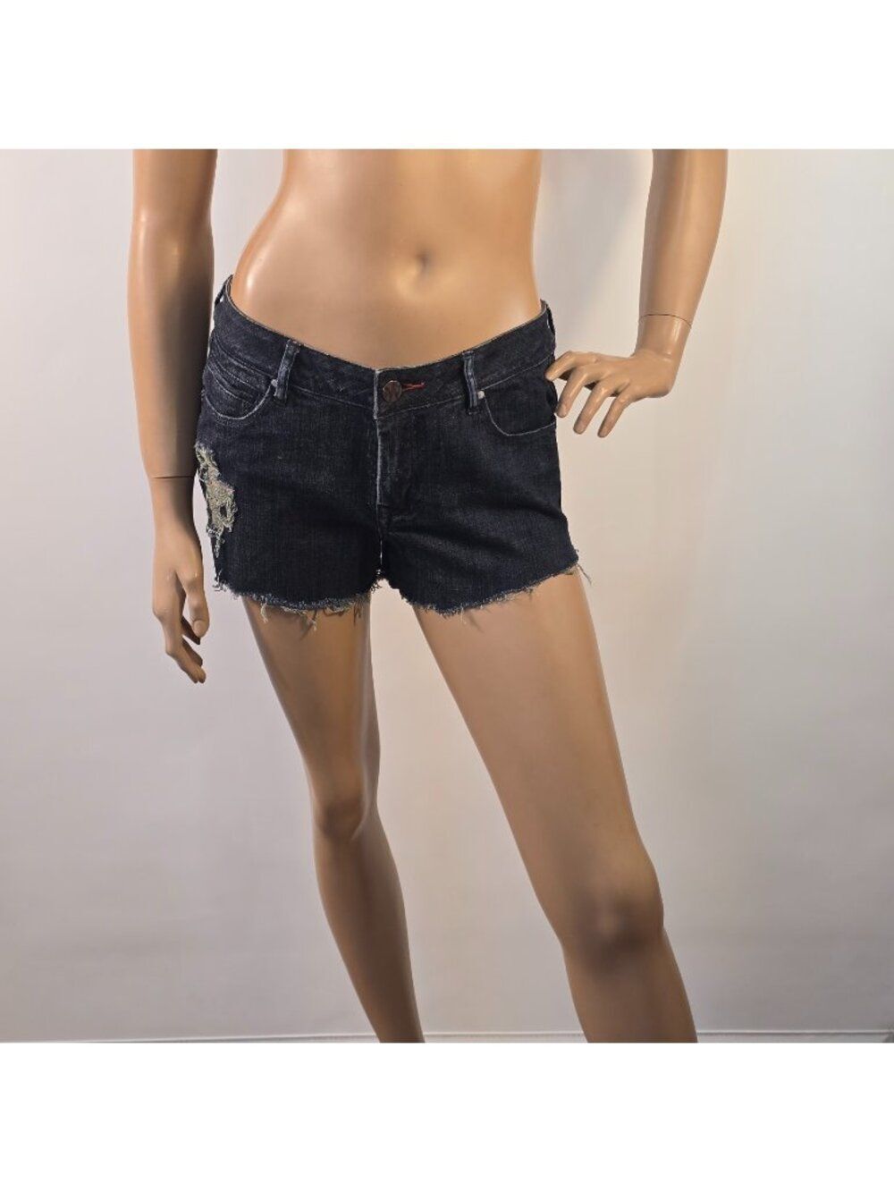 Wrangler Denim Cut Off Shorts Vintage Distressed Womens Sz 6 Navy Blue